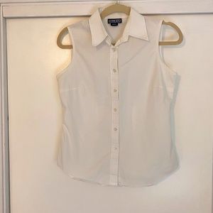 Lands End Sleeveless Cotton Blouse, White, Size 6
